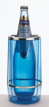 Chladič víno vonkajší Ø 12 cm, výška: 23 cm, vnútro Ø 10 cm, dvojitá stena PS, farba modrá-priesvitný