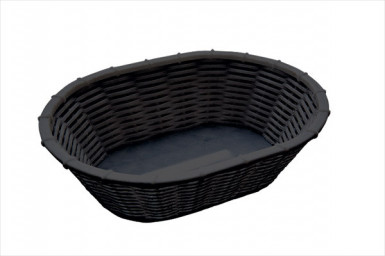 Košík WICKER LOOK pečivo/ovocie 23x17 cm, výška: 6,5 cm, ovál polypropylén, farba čierna
