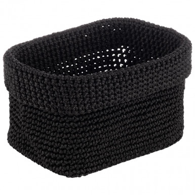 Košík/taška pečivo háčkovaný 24 x 17,5 cm, výška: 12 cm polyester čierny