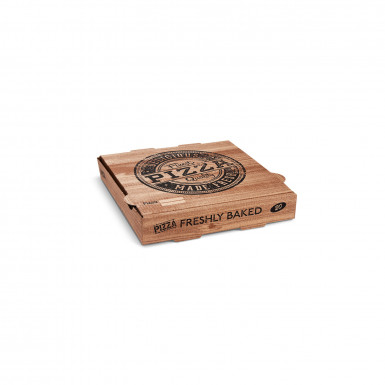 Krabica na pizzu (mikrovlnitá lepenka) H4 kraft s potlačou 20 x 20 x 4 cm [100 ks]