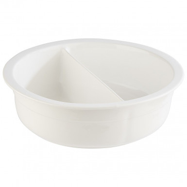 Nádoba porcelán Orbit delená Ø 29,5 cm, výška: 9 cm, 2  x 1,4 l farba biela, k Chafing Dish 12330, 12335, 12336, 12337, 12338, 12339