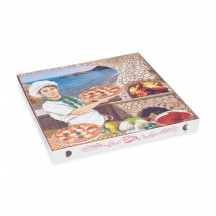 Krabica na pizzu (mikrovlnitá lepenka) G4 biela s potlačou 40 x 40 x 4 cm [100 ks]