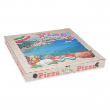 Krabica na pizzu (mikrovlnitá lepenka) G4 biela s potlačou 50 x 50 x 5 cm [100 ks]