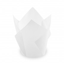 Tulipánový cukrárenský košíček (PAP) biely Ø50 x 85 mm / 16 x 16 cm [100 ks]