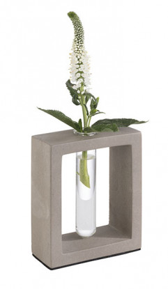 Váza ELEMENT so sklom 10x4,5 cm, výška: 12,5 cm, 0,025 l betón, sklo, spodná strana vhodná na nábytok