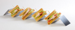 Stojan prezentačný sendviče 4 oddelenia 56x8 cm, výška: 5,5 cm nerez, 4 oddelenia