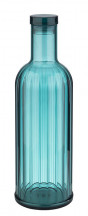 Fľaša STRIPES Ø 9 cm, výška: 28,5 cm, 1 l MS, uzáver silikon, farba tyrkys