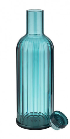 Fľaša STRIPES Ø 9 cm, výška: 28,5 cm, 1 l MS, uzáver silikon, farba tyrkys