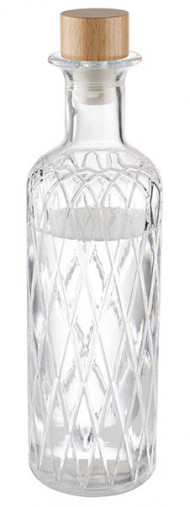 Karafa štupeľ DIAMOND Ø 8 cm, výška: 28 cm, 0,8 l sklo, drevo buk, silikon