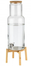 Zásobník NORDIC WOOD na nápoje 23x23 cm, výška: 60,5 cm, 7,5 l nádoba sklo, drevo