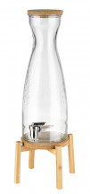 Zásobník FRESH WOOD na nápoje 24x23 cm, výška: 56,5 cm, 4,5 l nádoba sklo, základňa+kryt - bledohnedá drevo