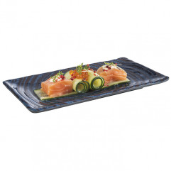 Podnos sushi LOOPS 23,5x13,5 cm, výška: 1,5 cm melamín štruktorovaný modročervený
