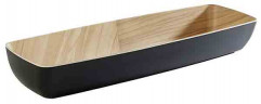 Miska GN 2/4 FRIDA 53x16,2 cm, výška: 7,5 cm melamín vonkajšok čierny, vnútro: optika drevo