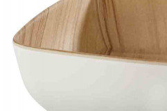 Miska FRIDA 16,5x16,5 cm, 5,5 cm melamín vonkajšok biely, vnútro: optika drevo