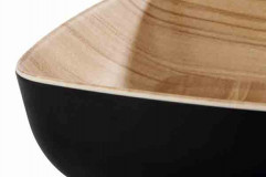 Miska FRIDA 16,5x16,5 cm, 5,5 cm melamín vonkajšok čierny, vnútro: optika drevo