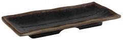 Podnos MARONE 19,5x9,5 cm, výška: 2 cm melamín farba čierna okraj farba hnedá