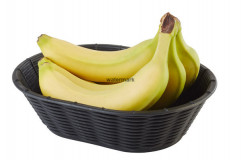 Košík WICKER LOOK pečivo/ovocie 23x17 cm, výška: 6,5 cm, ovál polypropylén, farba čierna