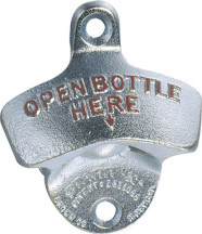 Otvárač na fľaše nástenný 7x8 cm, výška: 3 cm pochrómovaný kov