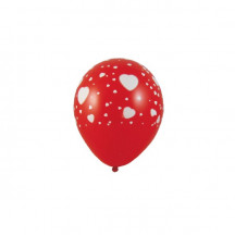 Nafukovací balónik Srdcia bielo/červený Ø30cm `L` [100 ks]