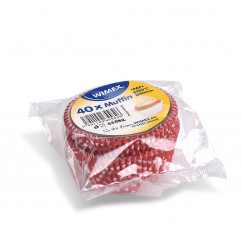 Cukrárenský košíček (PAP) Bodky bielo/červený Ø50 x 30 mm [40 ks]