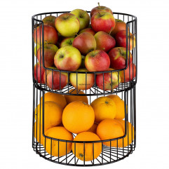 Košík pečivo/ovocie Ø 27,5 cm, výška: 18,5 cm kov, farba čierna + taška bavlna